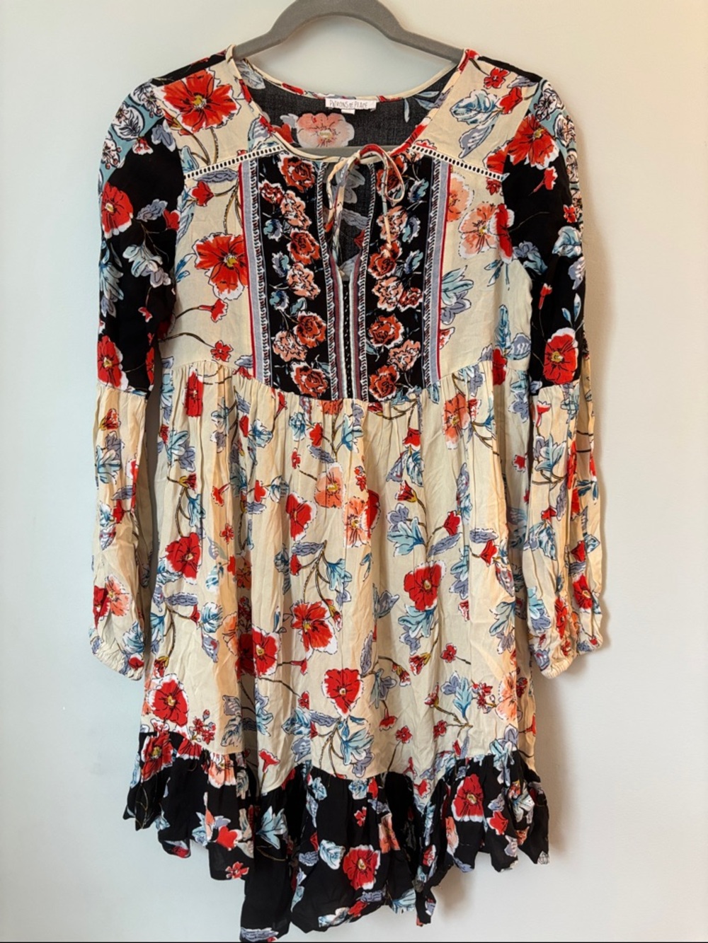Patrons of Peace Bohemian Babydoll Empire Waist Long-sleeve Dress size XS